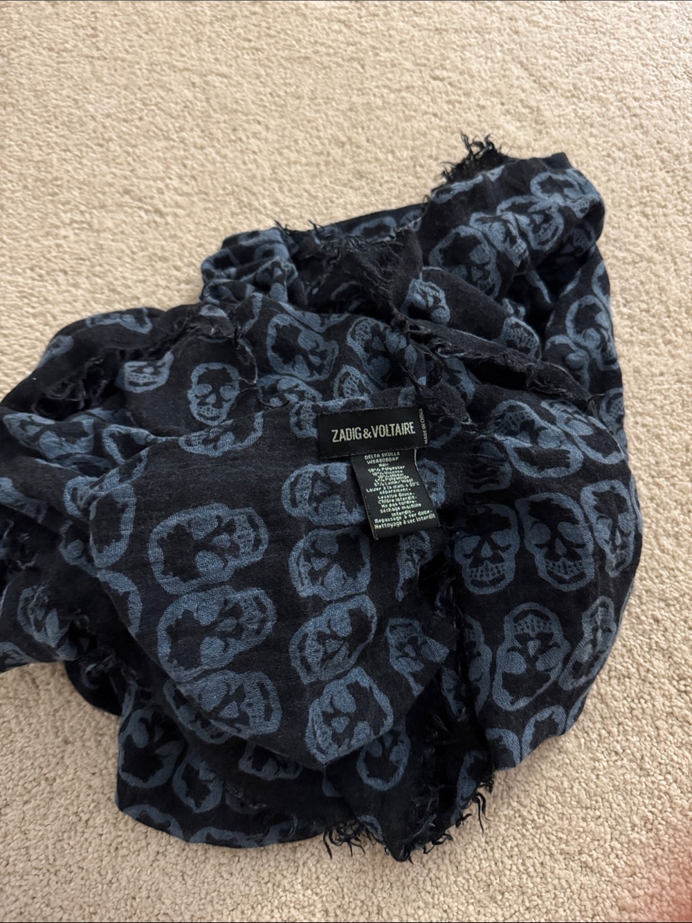Zadig & Voltaire blue scarf sz 60”x60”
